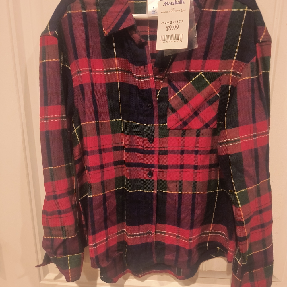 Plaid Girls Shirt - Red and Green